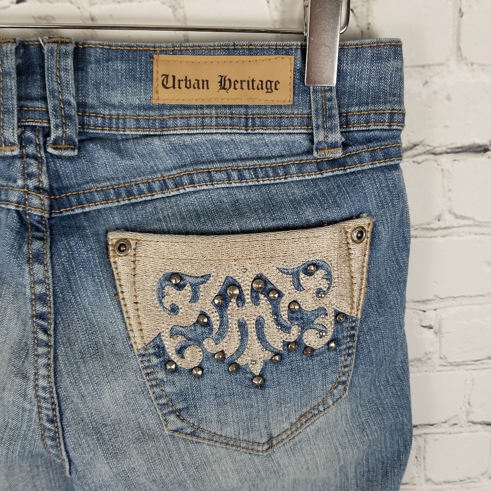 URBAN HERITAGE | stud&embroidered skinny jeans